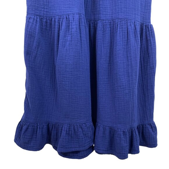 Universal Thread Blue Gauze Flutter Sleeve Midi Dress Cotton Womens Size XS - Picture 5 of 9